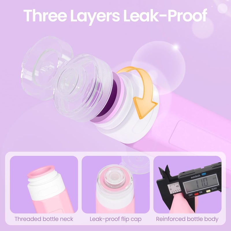 Redfly 17PCS Travel Bottles for Toiletries, TSA Approved Travel Size Containers, Leak Proof Travel Containers for Toiletries, Silicone Travel Kit for Shampoo, Conditioner, Lotion & Creams Purple - Image 3